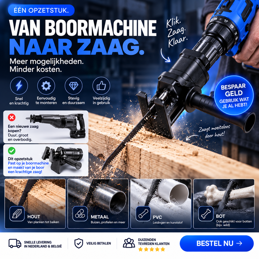 Reciprozaag Boormachine Adapter Set
